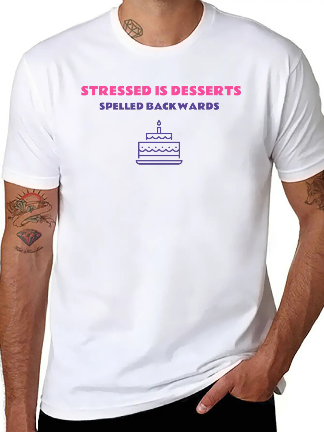 Stressed Is Desserts Spelled Backwards, T-Shirt Timeless Short Sleeve Tee – Comfy And Minimalist Design