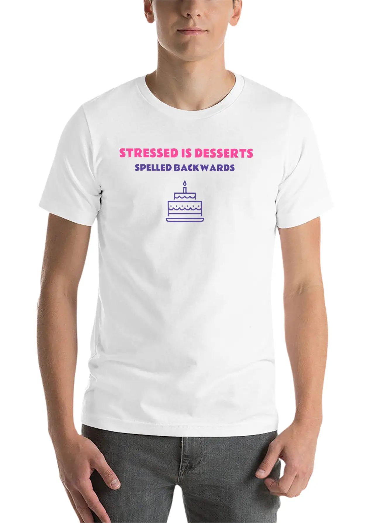 Stressed Is Desserts Spelled Backwards, T-Shirt Timeless Short Sleeve Tee – Comfy And Minimalist Design