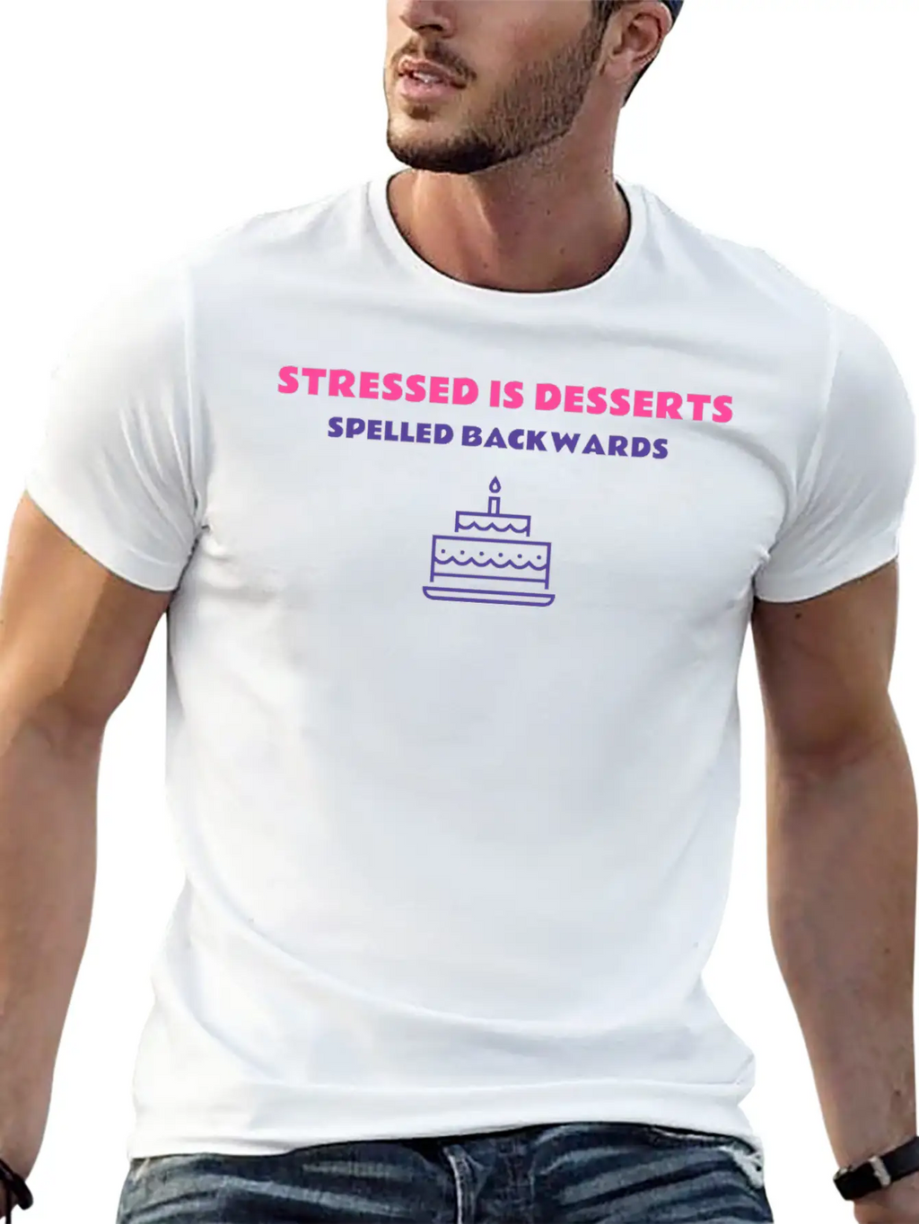 Stressed Is Desserts Spelled Backwards, T-Shirt Timeless Short Sleeve Tee – Comfy And Minimalist Design