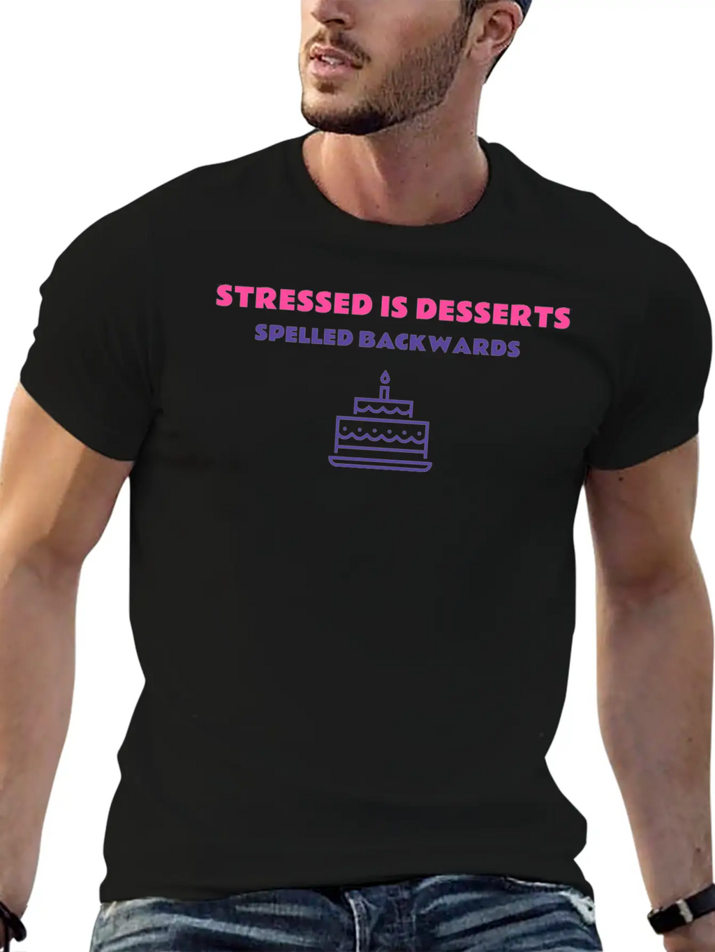 Stressed Is Desserts Spelled Backwards, T-Shirt Timeless Short Sleeve Tee – Comfy And Minimalist Design