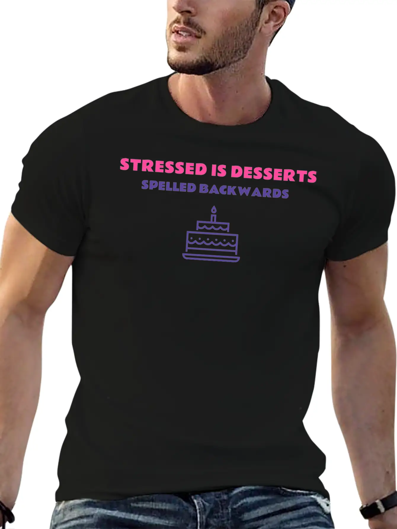 Stressed Is Desserts Spelled Backwards, T-Shirt Timeless Short Sleeve Tee – Comfy And Minimalist Design