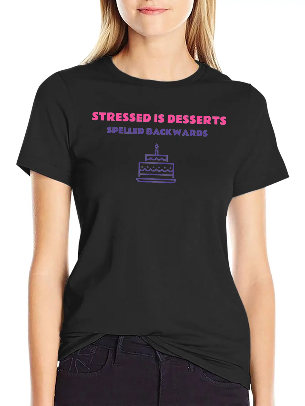 Stressed Is Desserts Spelled Backwards, T-Shirt Timeless Short Sleeve Tee – Comfy And Minimalist Design