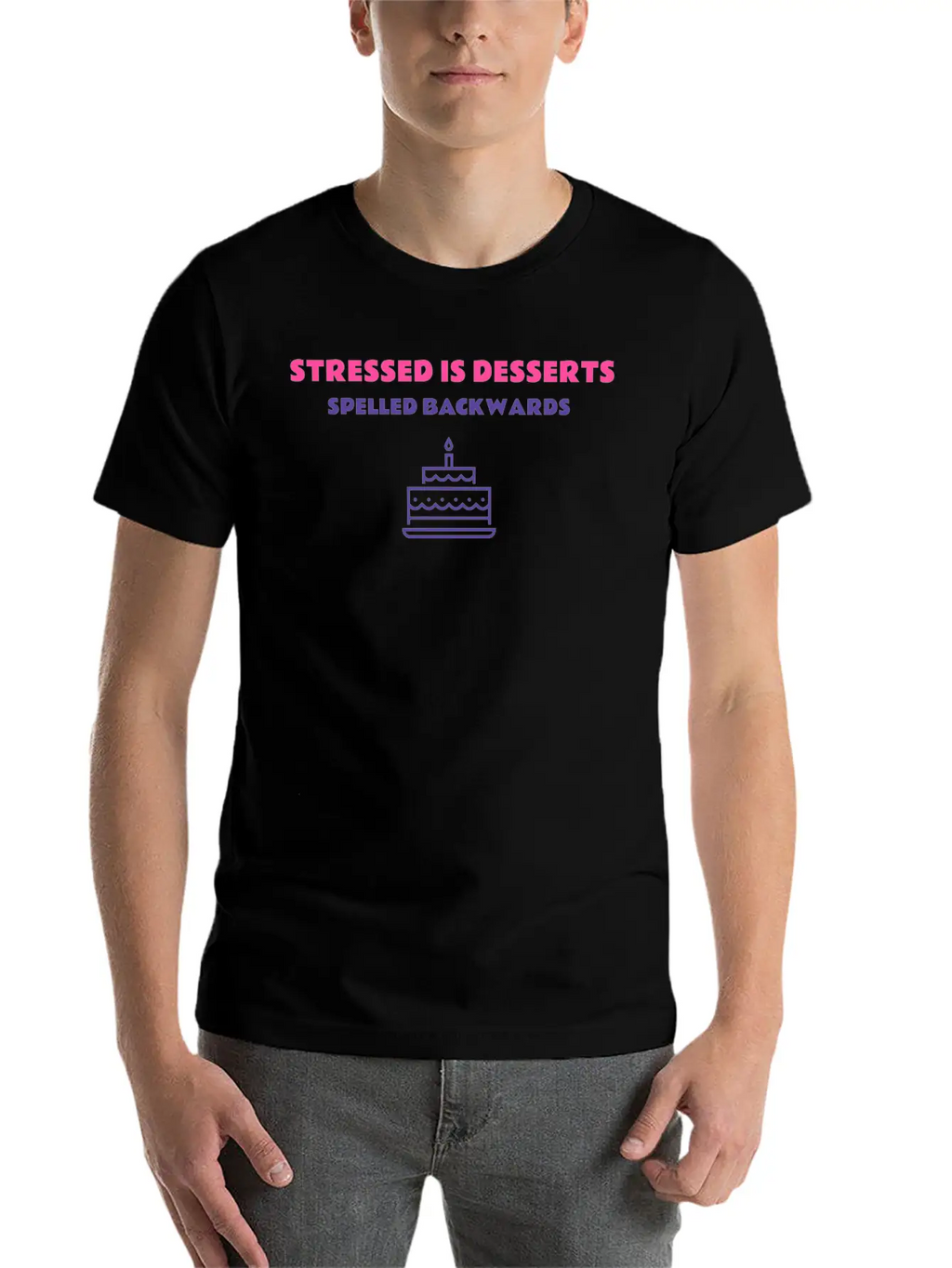 Stressed Is Desserts Spelled Backwards, T-Shirt Timeless Short Sleeve Tee – Comfy And Minimalist Design