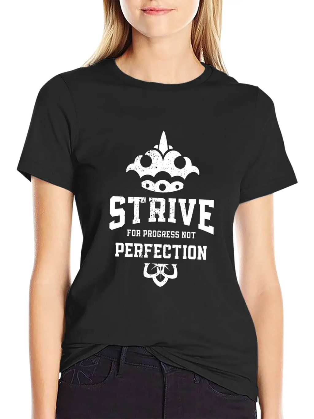 Strive For Progress Not Perfection Motivational Unisex Casual T-Shirt – Clean Design For Daily Comfort