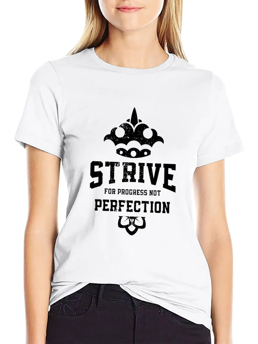 Strive For Progress Not Perfection Motivational Unisex Casual T-Shirt – Clean Design For Daily Comfort