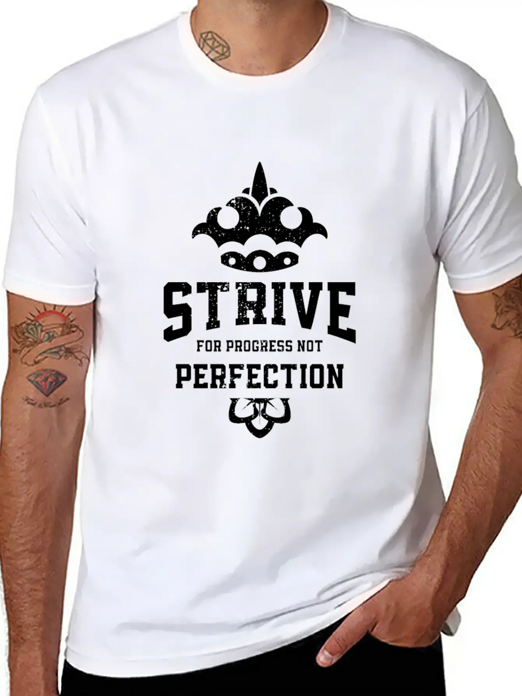 Strive For Progress Not Perfection Motivational Unisex Casual T-Shirt – Clean Design For Daily Comfort