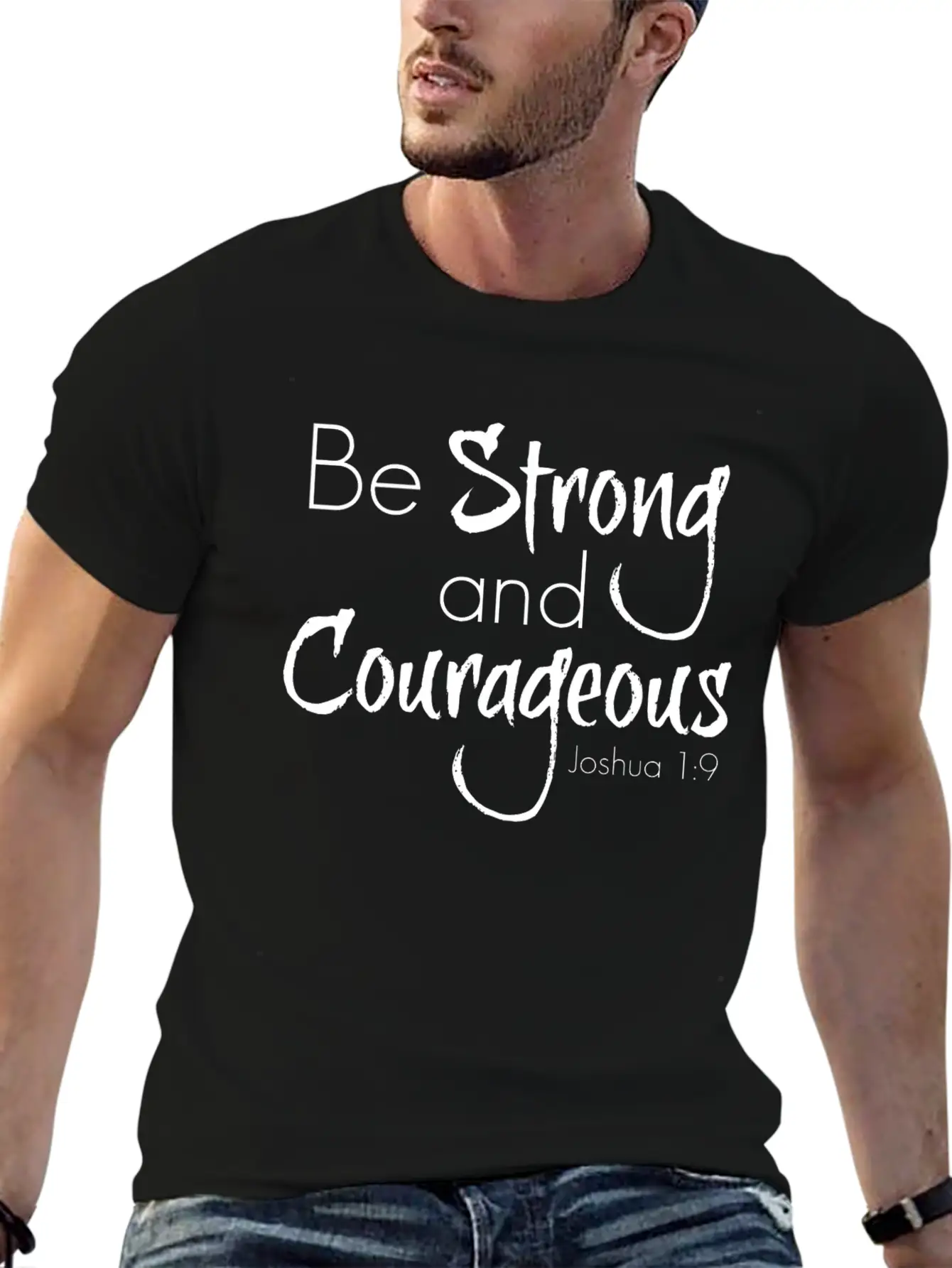 Strong And Courageous Breathable Graphic T-Shirt – Perfect For Casual Days