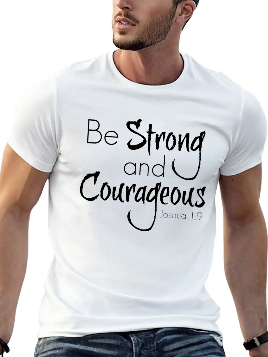 Strong And Courageous Breathable Graphic T-Shirt – Perfect For Casual Days