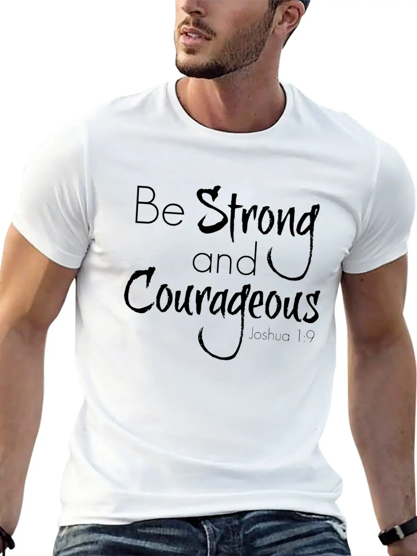 Strong And Courageous Breathable Graphic T-Shirt – Perfect For Casual Days