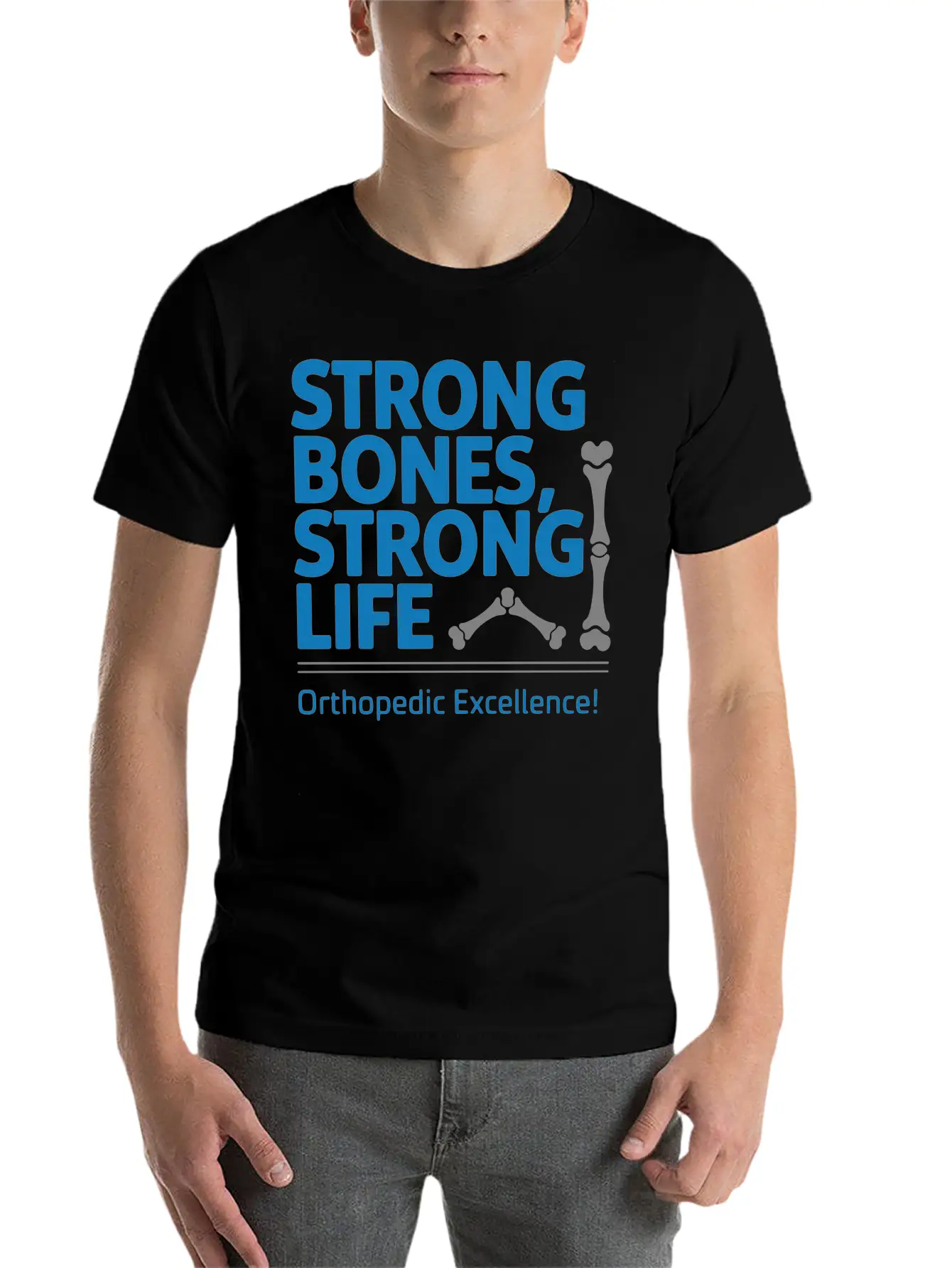 Strong Bones, Strong Life Breathable Graphic T-Shirt – Perfect For Casual Days