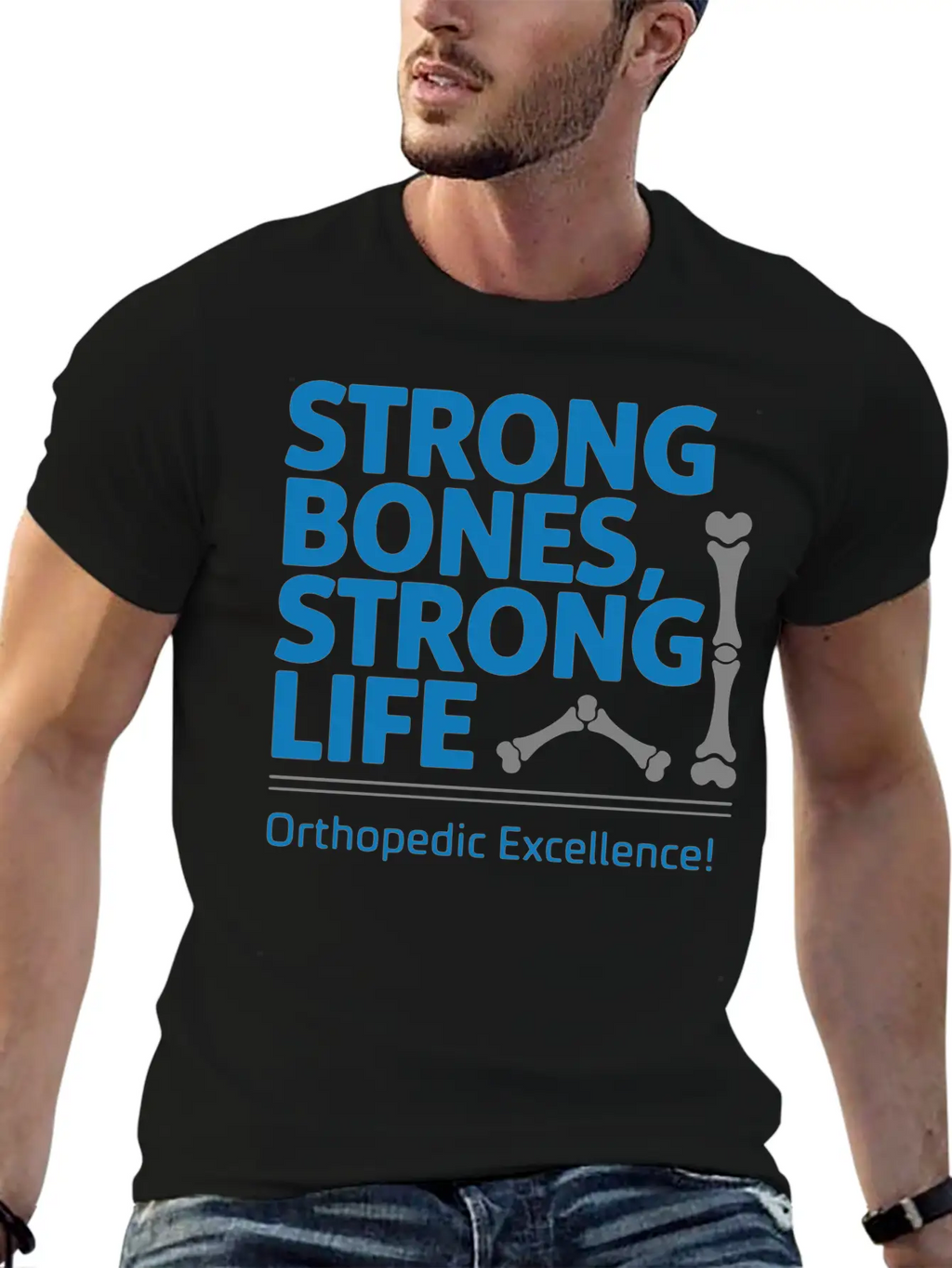 Strong Bones, Strong Life Breathable Graphic T-Shirt – Perfect For Casual Days