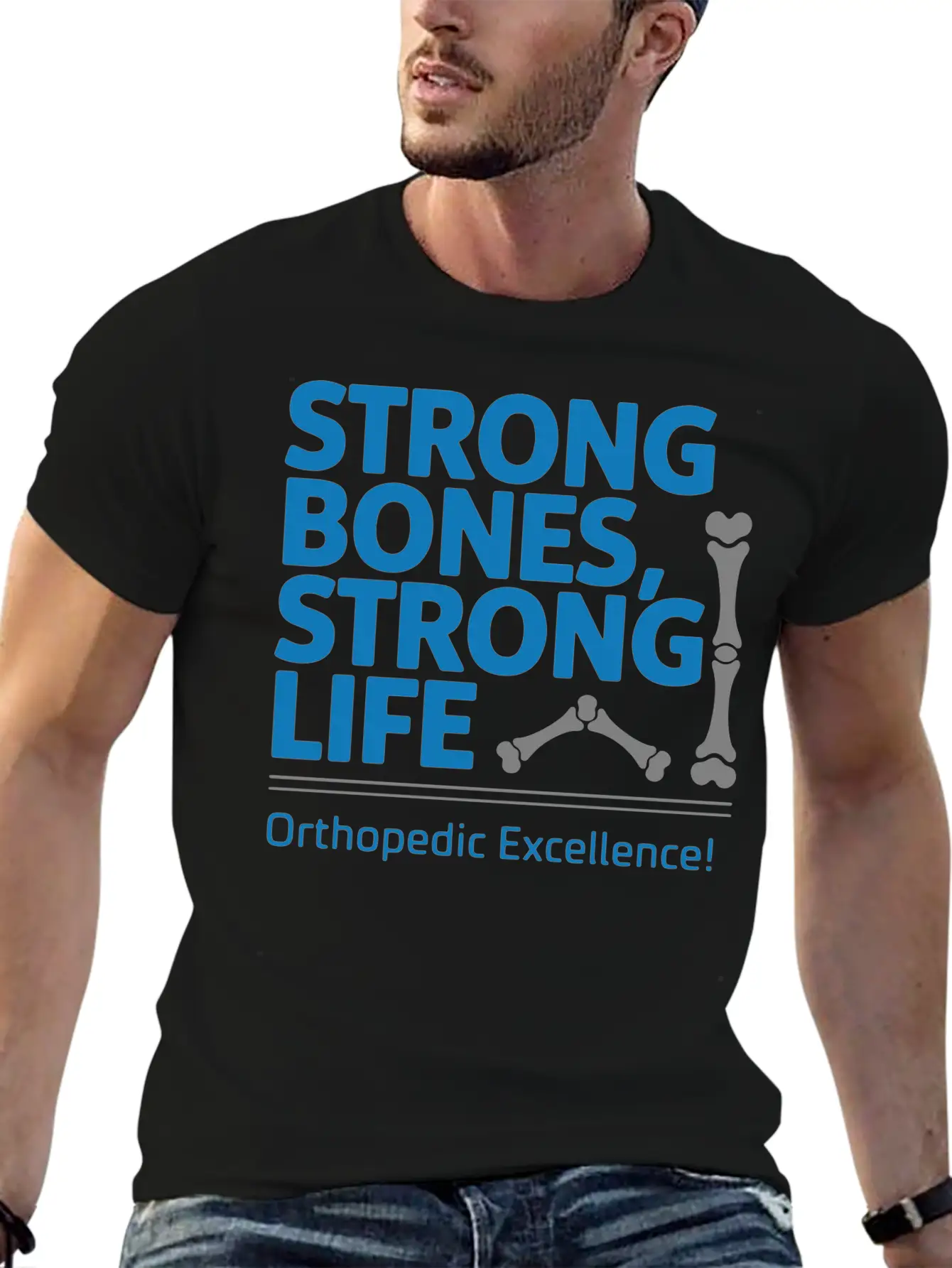 Strong Bones, Strong Life Breathable Graphic T-Shirt – Perfect For Casual Days