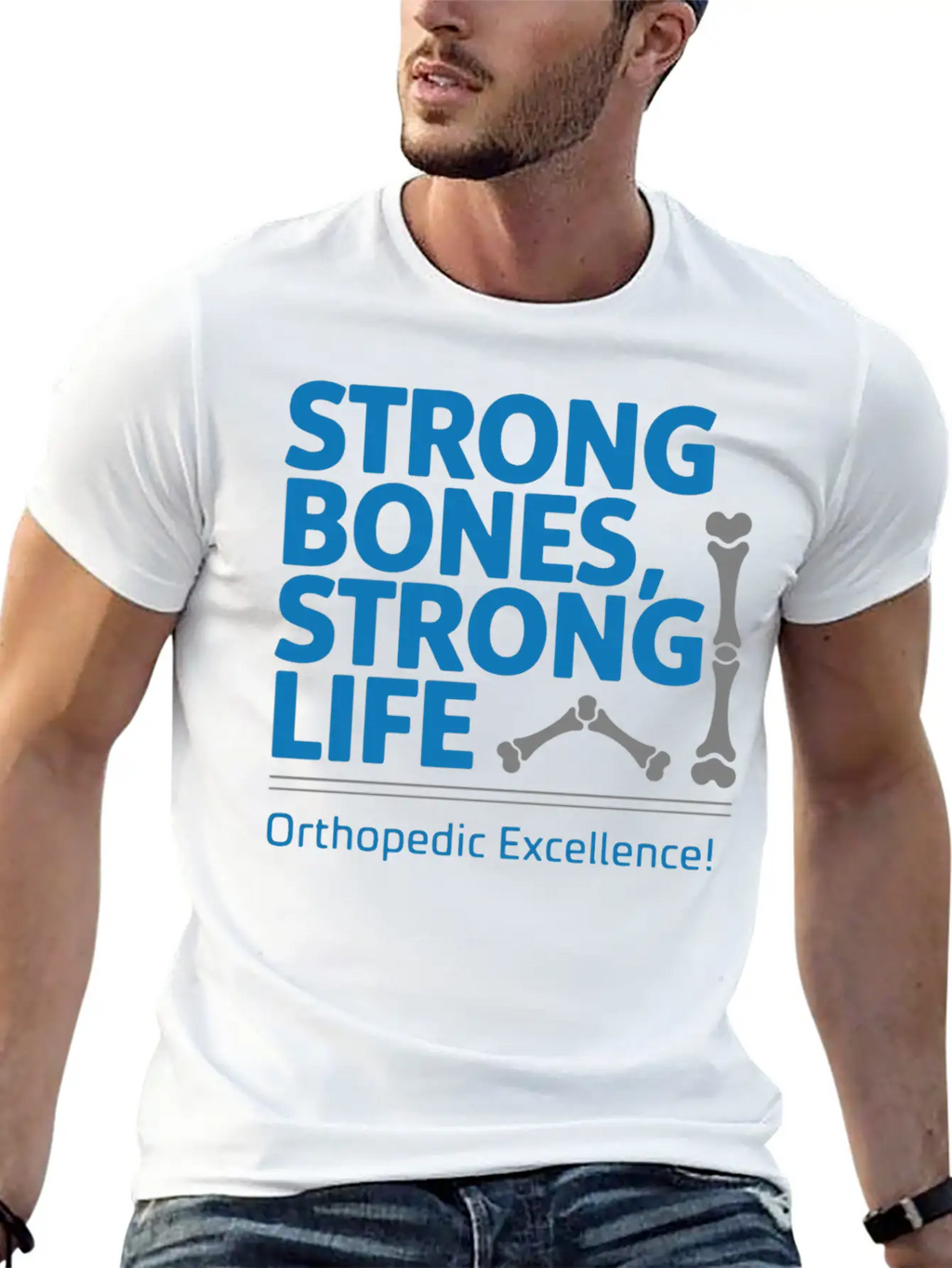 Strong Bones, Strong Life Breathable Graphic T-Shirt – Perfect For Casual Days