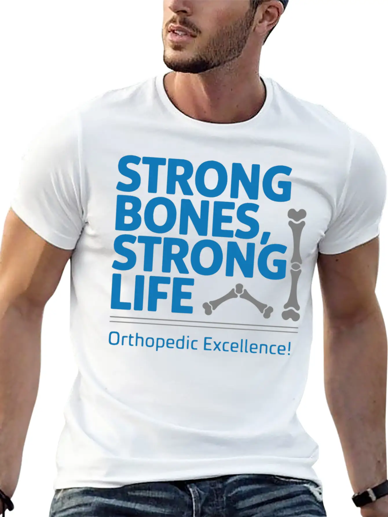 Strong Bones, Strong Life Breathable Graphic T-Shirt – Perfect For Casual Days