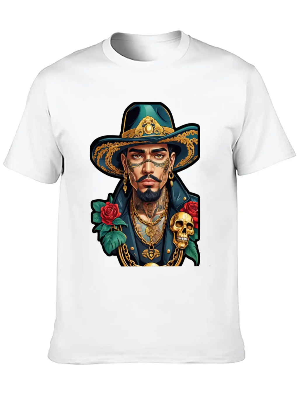 Stylish Man With Hat, Tattoos, And Gold Chains Timeless Short Sleeve Tee – Comfy And Minimalist Design