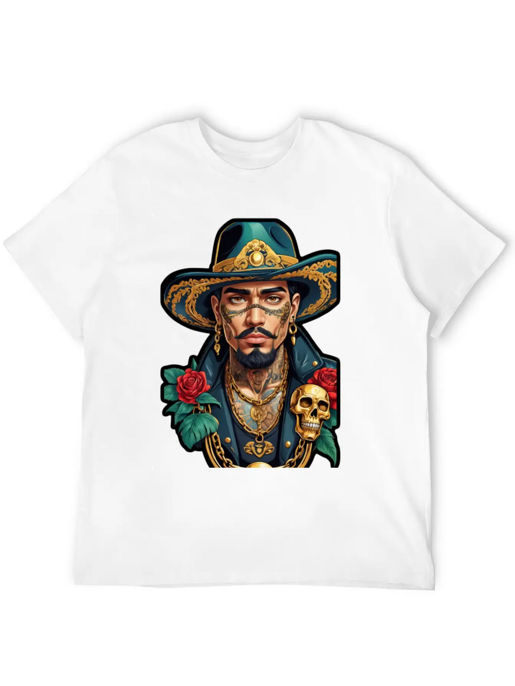 Stylish Man With Hat, Tattoos, And Gold Chains Timeless Short Sleeve Tee – Comfy And Minimalist Design