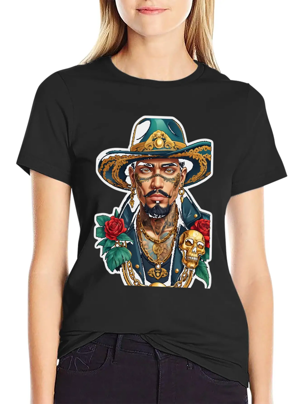 Stylish Man With Hat, Tattoos, And Gold Chains Timeless Short Sleeve Tee – Comfy And Minimalist Design