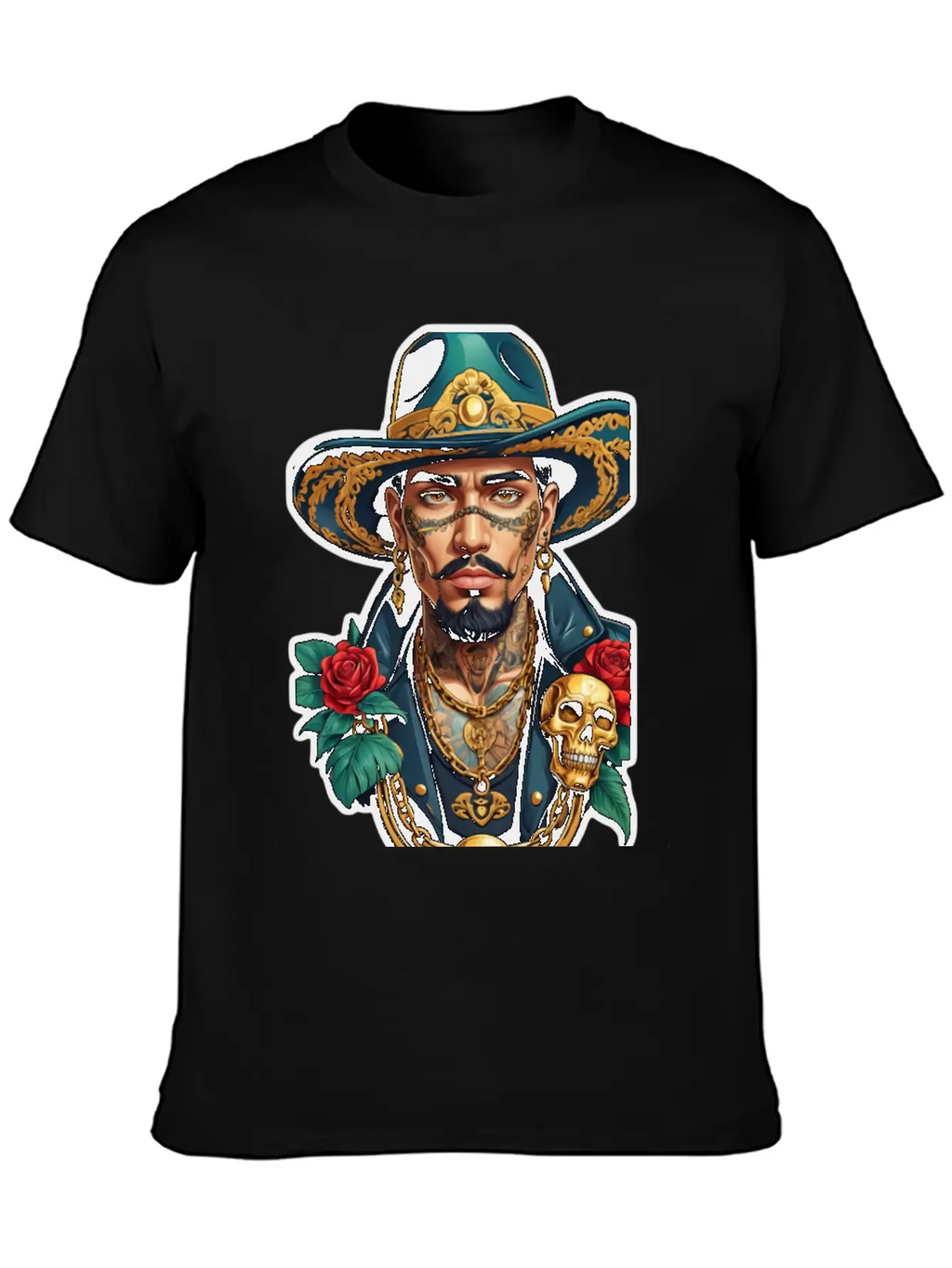 Stylish Man With Hat, Tattoos, And Gold Chains Timeless Short Sleeve Tee – Comfy And Minimalist Design