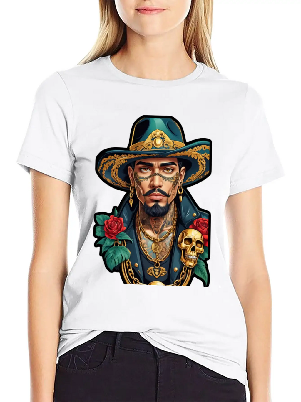 Stylish Man With Hat, Tattoos, And Gold Chains Timeless Short Sleeve Tee – Comfy And Minimalist Design