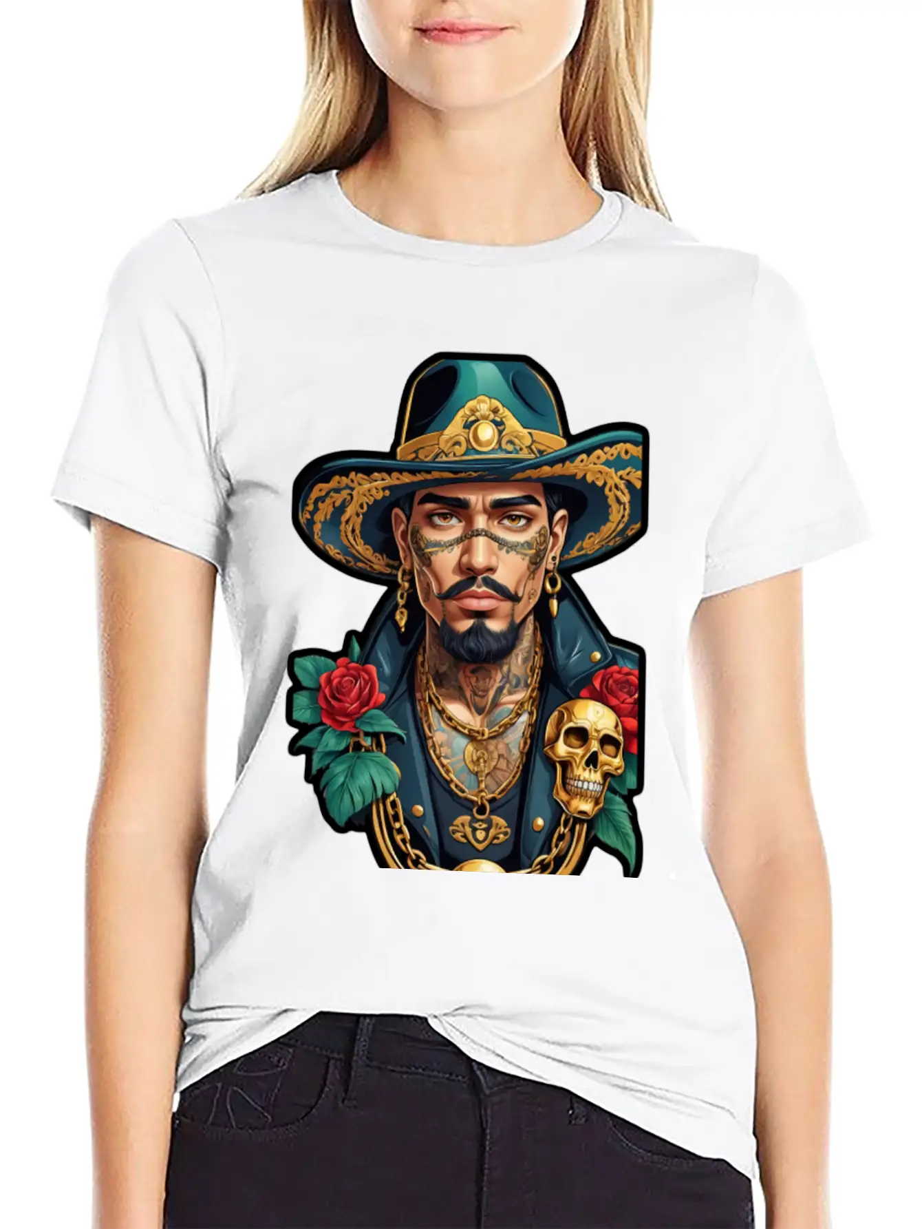 Stylish Man With Hat, Tattoos, And Gold Chains Timeless Short Sleeve Tee – Comfy And Minimalist Design