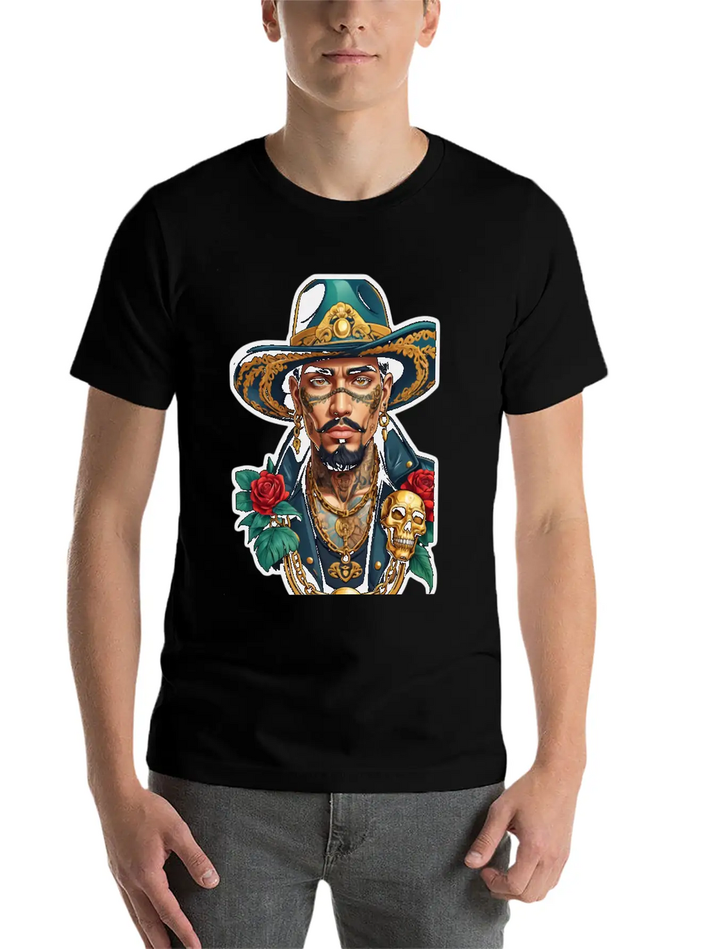 Stylish Man With Hat, Tattoos, And Gold Chains Timeless Short Sleeve Tee – Comfy And Minimalist Design