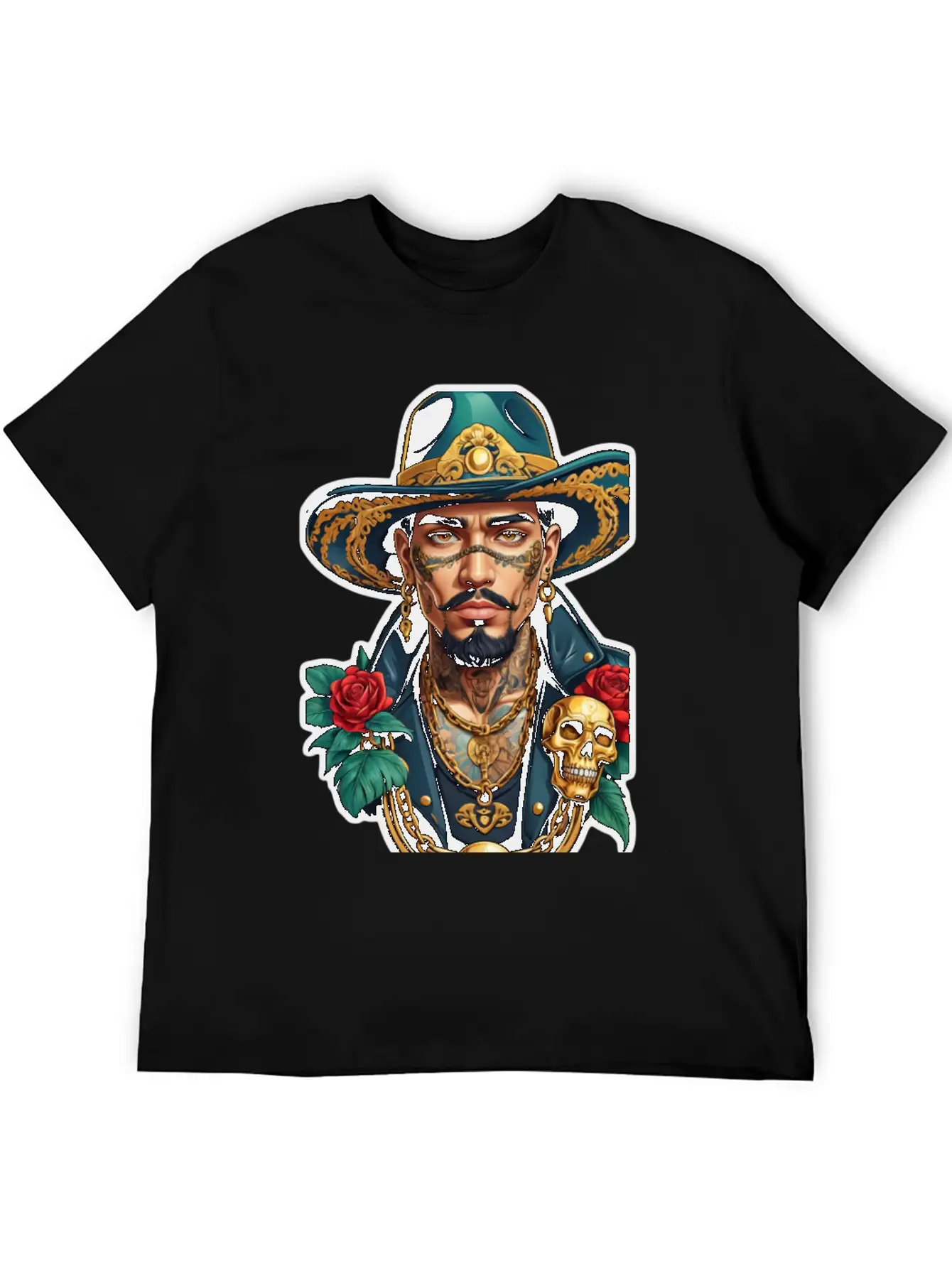 Stylish Man With Hat, Tattoos, And Gold Chains Timeless Short Sleeve Tee – Comfy And Minimalist Design