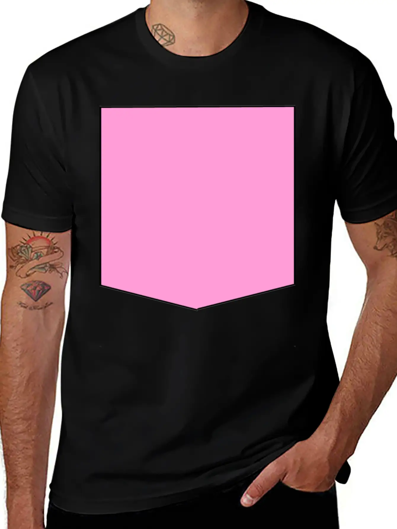 Stylish Pink Pocket Timeless Short Sleeve Tee – Comfy And Minimalist Design