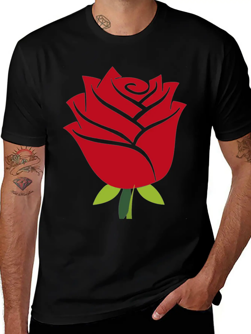 Stylized Rose No Drop Shadow Unisex Casual T-Shirt – Clean Design For Daily Comfort