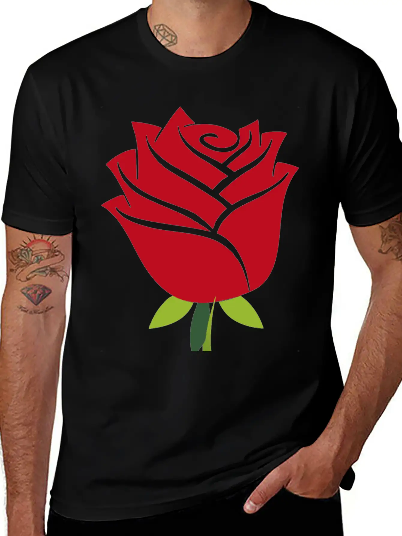 Stylized Rose No Drop Shadow Unisex Casual T-Shirt – Clean Design For Daily Comfort