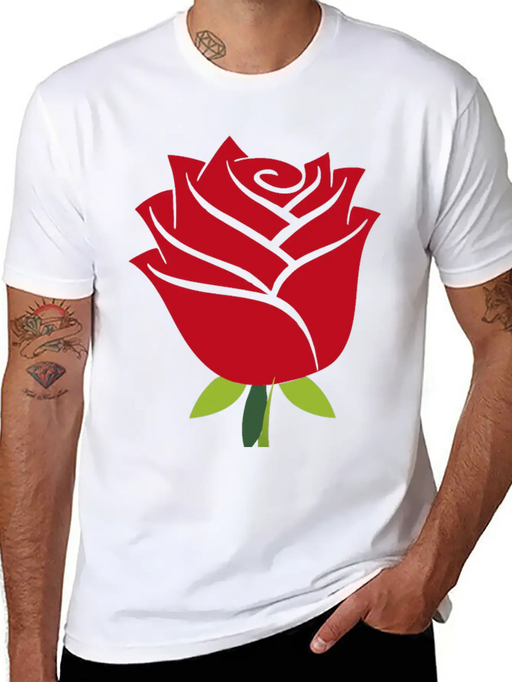 Stylized Rose No Drop Shadow Unisex Casual T-Shirt – Clean Design For Daily Comfort