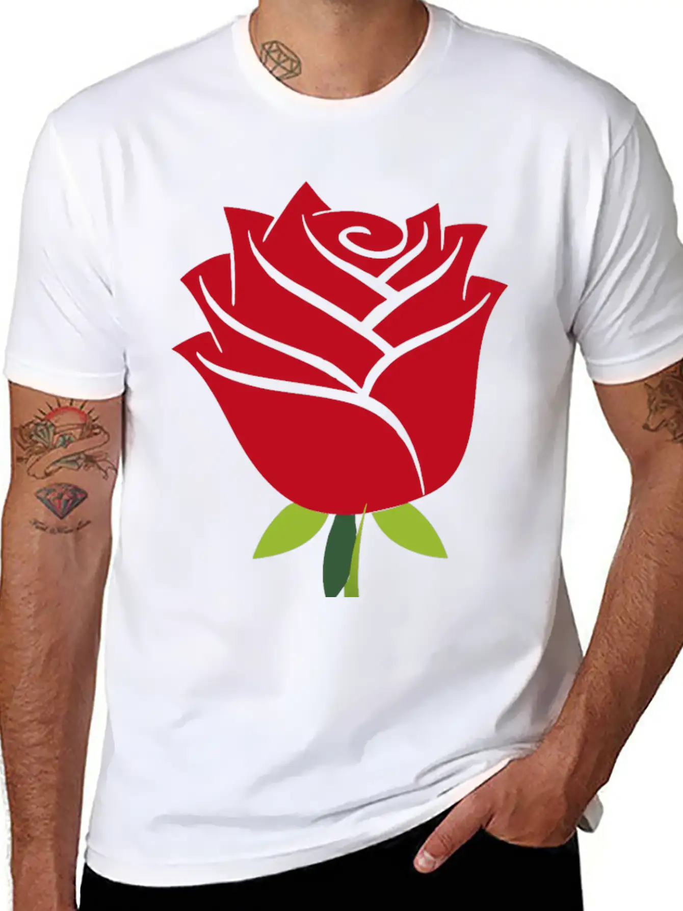 Stylized Rose No Drop Shadow Unisex Casual T-Shirt – Clean Design For Daily Comfort