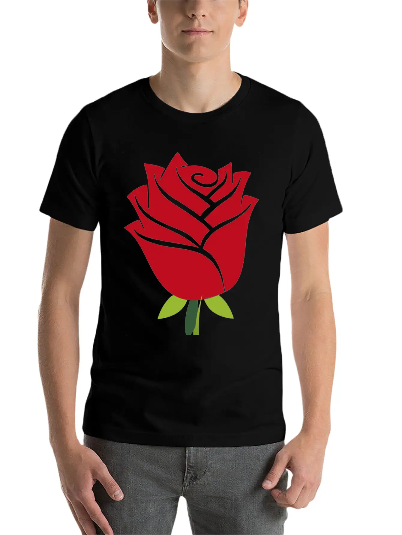 Stylized Rose No Drop Shadow Unisex Casual T-Shirt – Clean Design For Daily Comfort