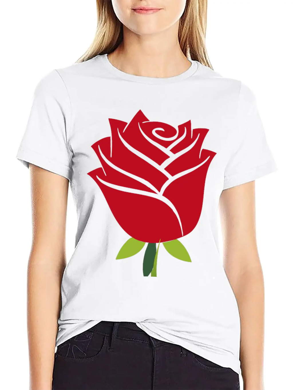 Stylized Rose No Drop Shadow Unisex Casual T-Shirt – Clean Design For Daily Comfort