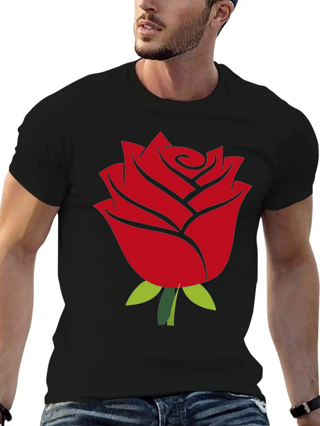 Stylized Rose No Drop Shadow Unisex Casual T-Shirt – Clean Design For Daily Comfort