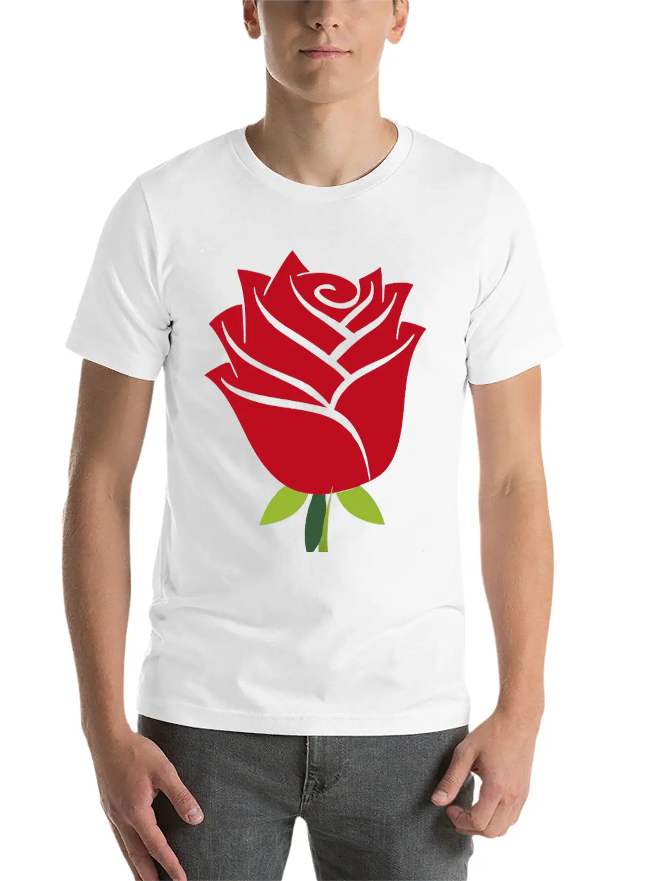 Stylized Rose No Drop Shadow Unisex Casual T-Shirt – Clean Design For Daily Comfort