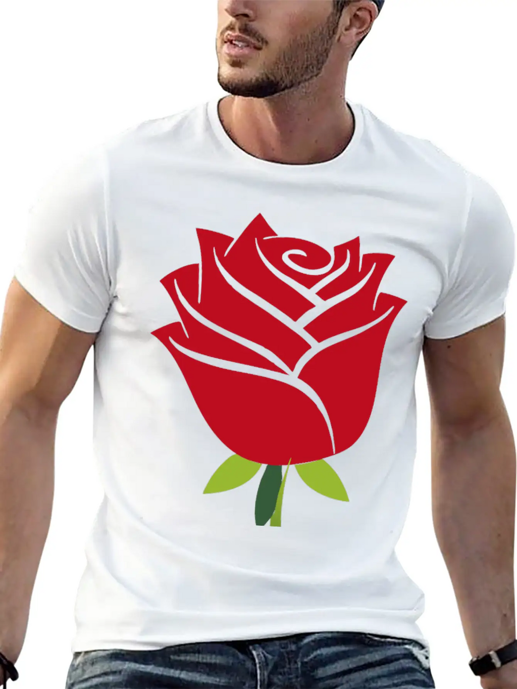 Stylized Rose No Drop Shadow Unisex Casual T-Shirt – Clean Design For Daily Comfort