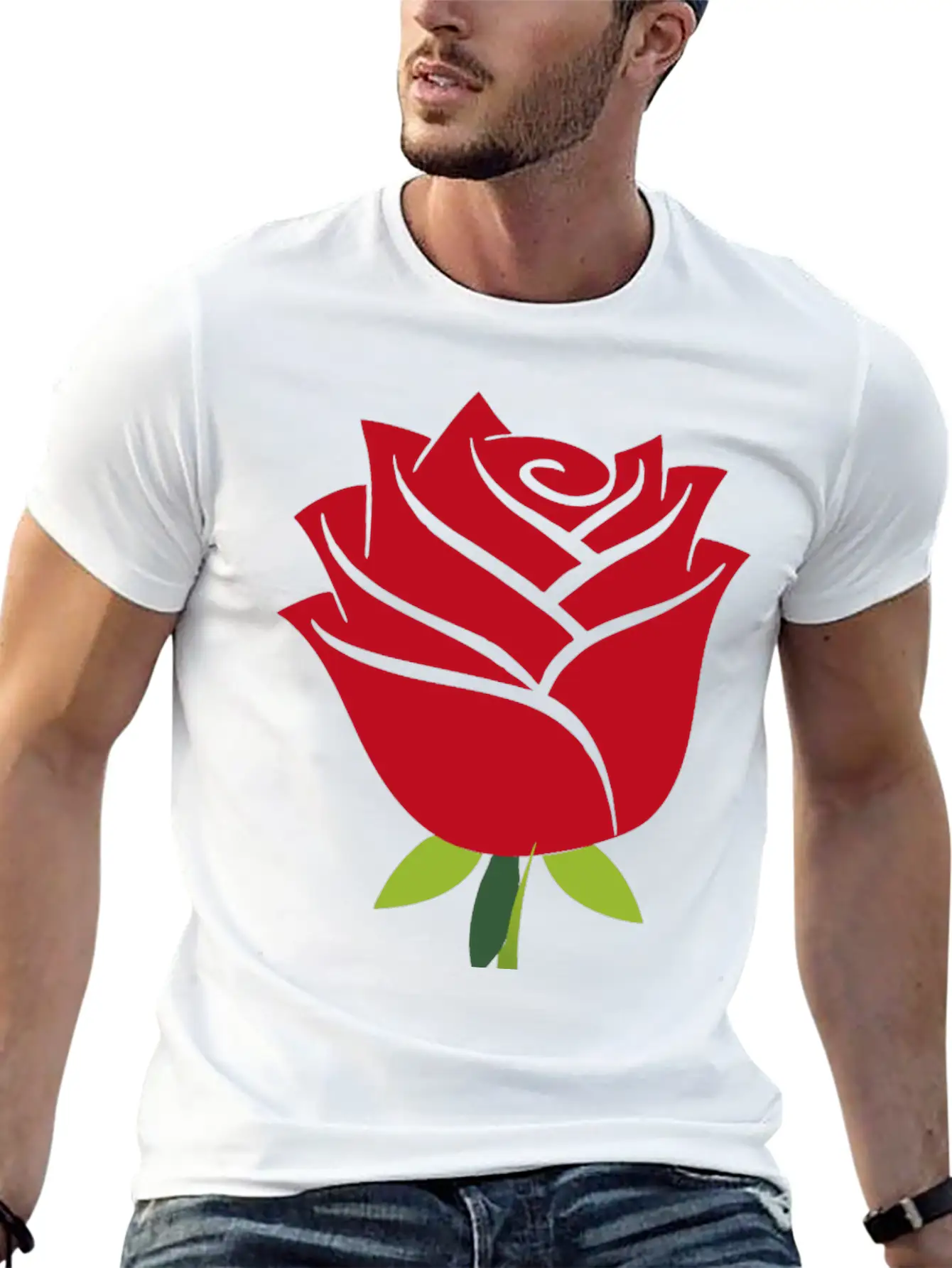 Stylized Rose No Drop Shadow Unisex Casual T-Shirt – Clean Design For Daily Comfort