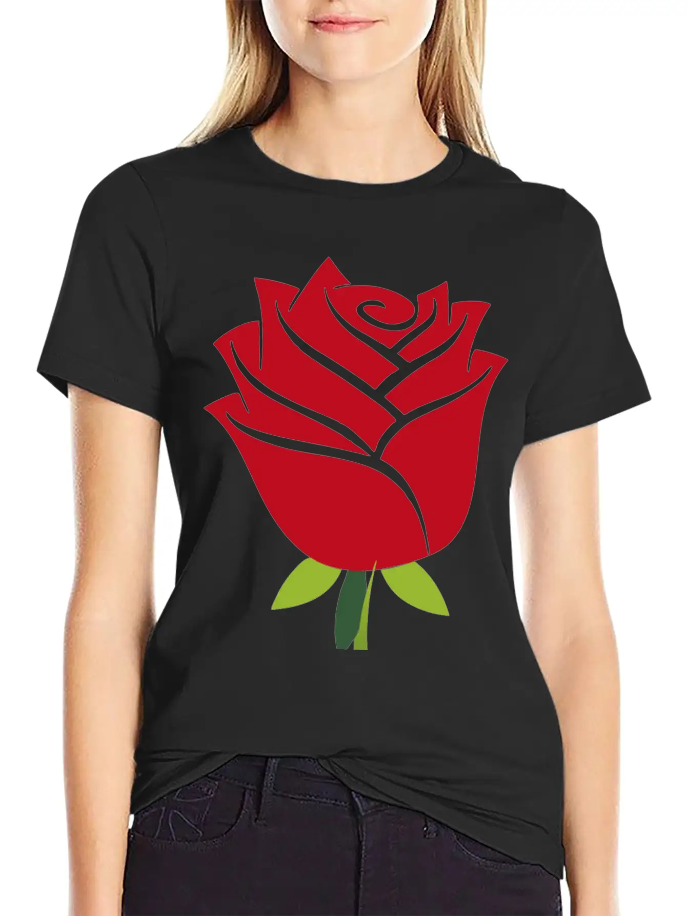 Stylized Rose No Drop Shadow Unisex Casual T-Shirt – Clean Design For Daily Comfort