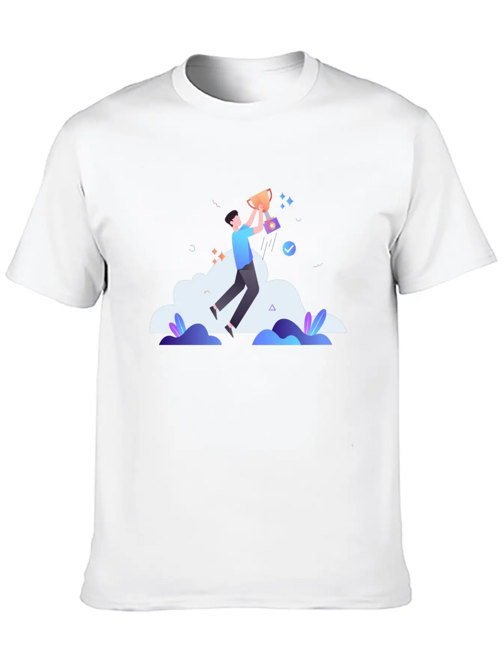 Successful Businessman With Trophy Illustration Breathable Soft Cotton T-Shirt – Timeless Casual Look