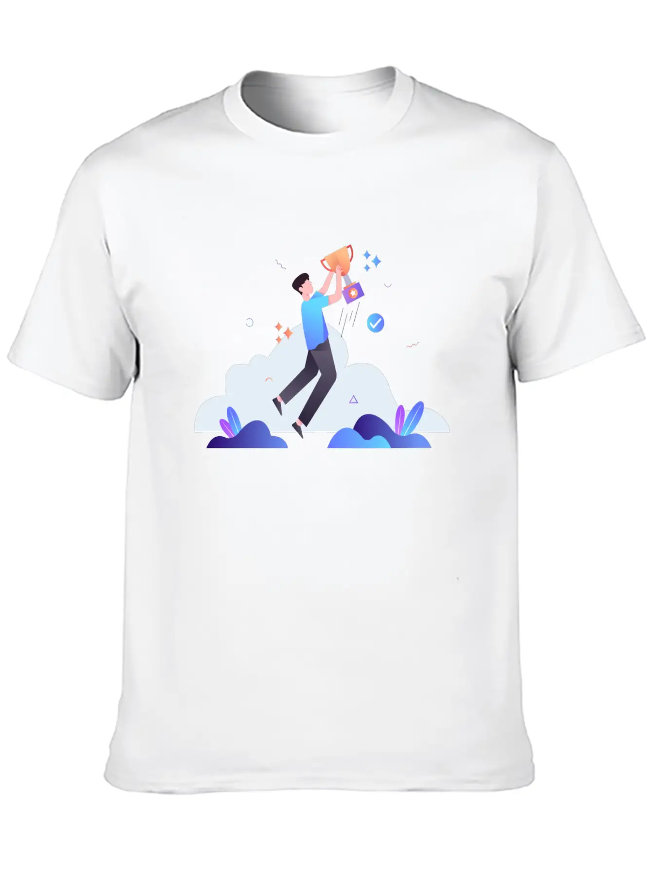 Successful Businessman With Trophy Illustration Breathable Soft Cotton T-Shirt – Timeless Casual Look