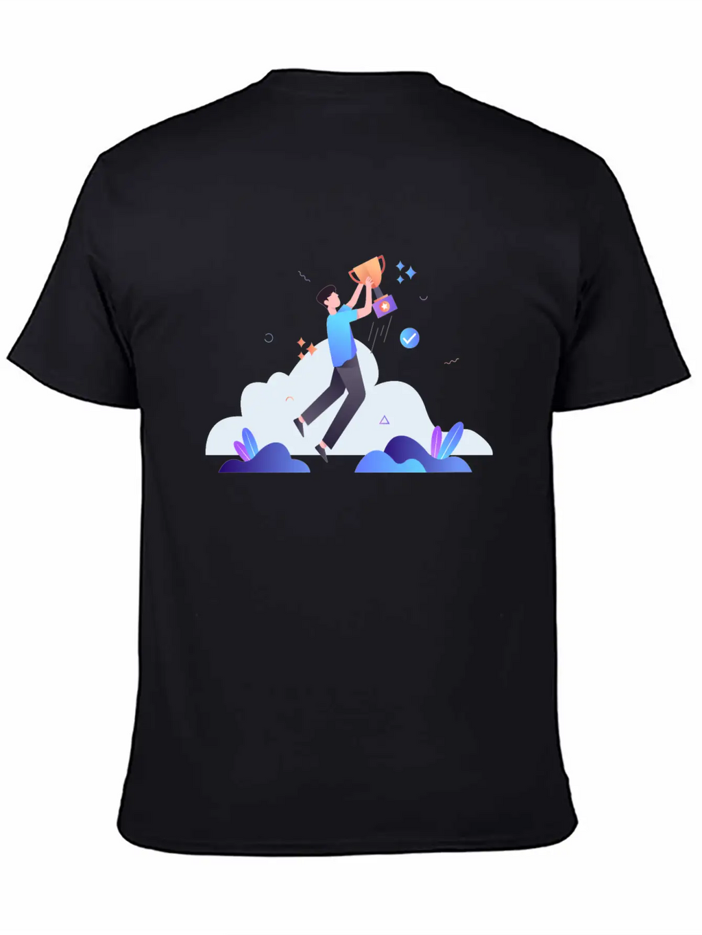 Successful Businessman With Trophy Illustration Breathable Soft Cotton T-Shirt – Timeless Casual Look
