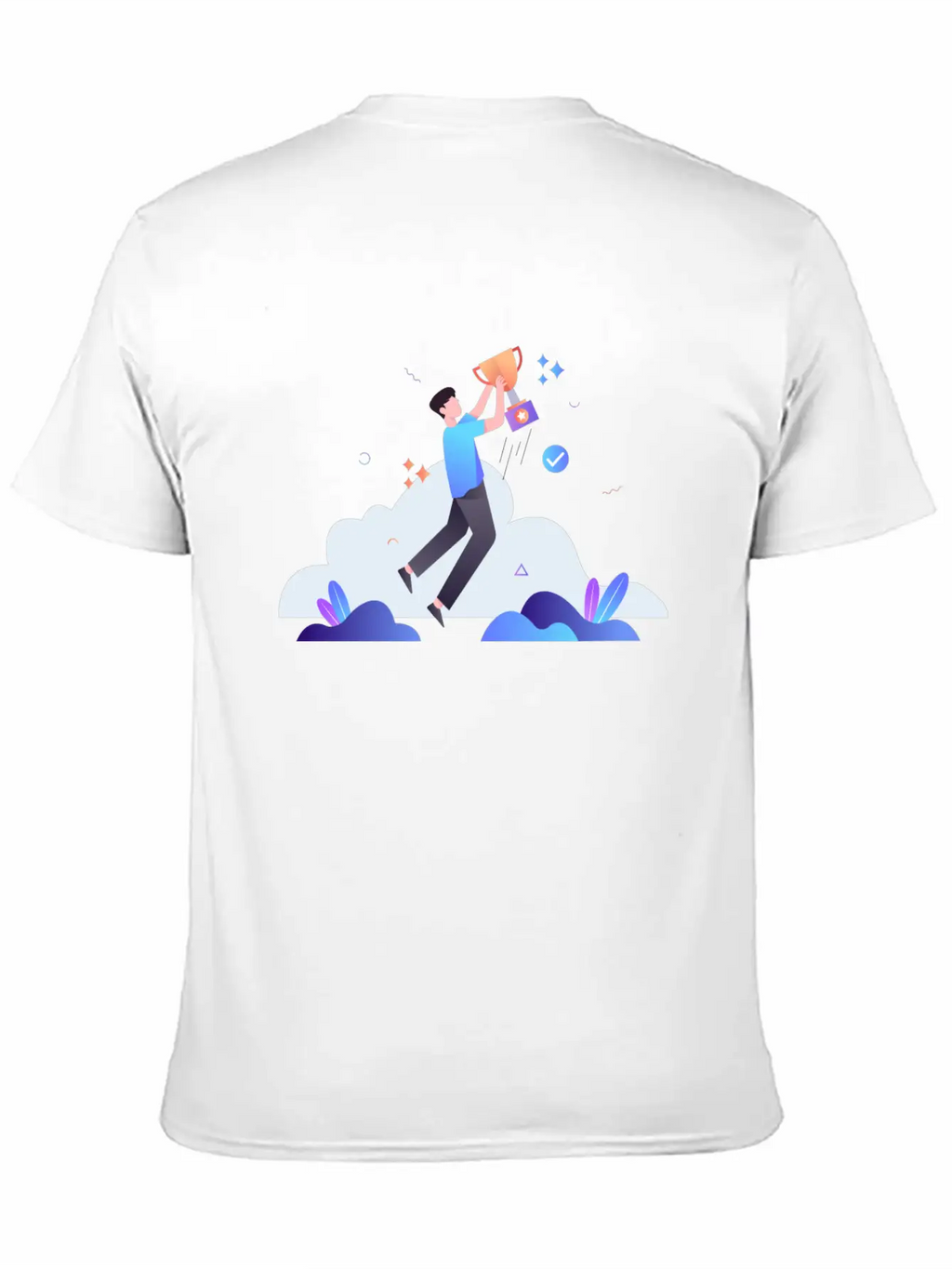Successful Businessman With Trophy Illustration Breathable Soft Cotton T-Shirt – Timeless Casual Look