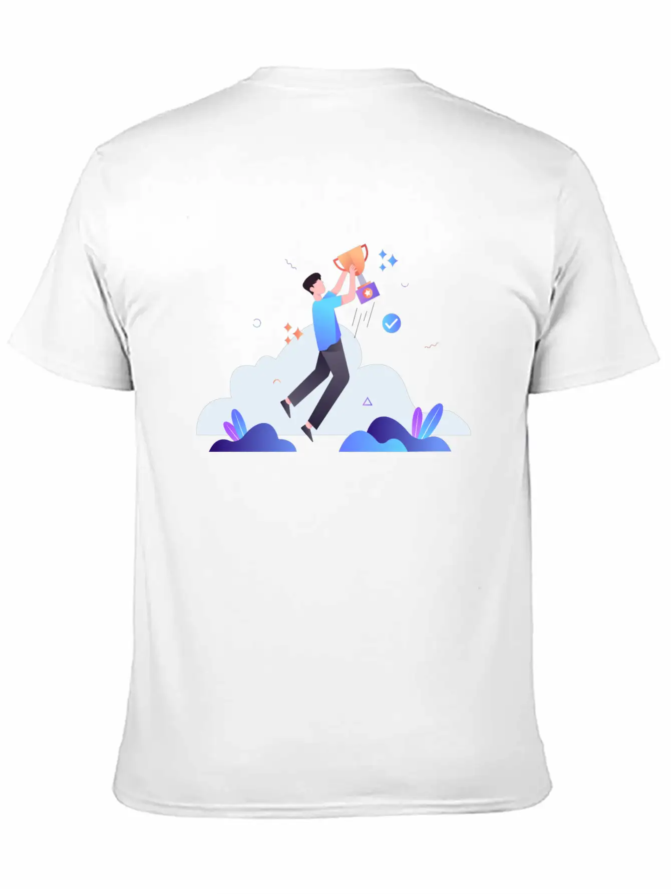Successful Businessman With Trophy Illustration Breathable Soft Cotton T-Shirt – Timeless Casual Look