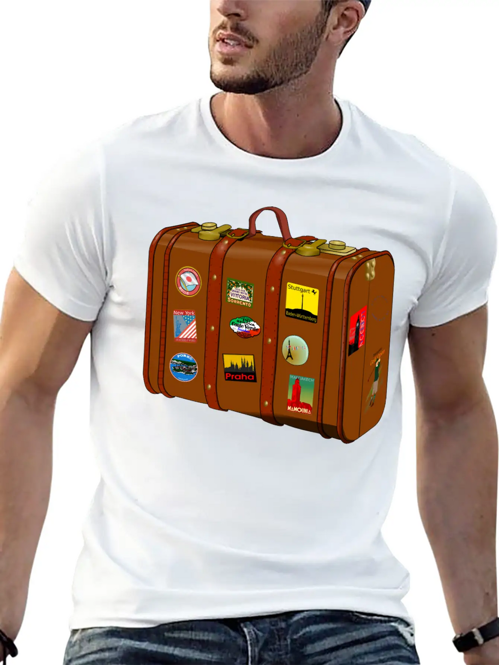 Suitcase With Stickers No Trademarks (Remix) Relaxed Everyday Tee – Lightweight And Durable Cotton