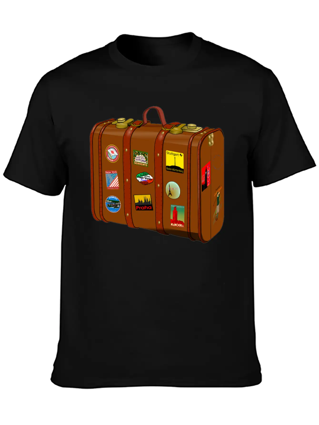 Suitcase With Stickers No Trademarks (Remix) Relaxed Everyday Tee – Lightweight And Durable Cotton