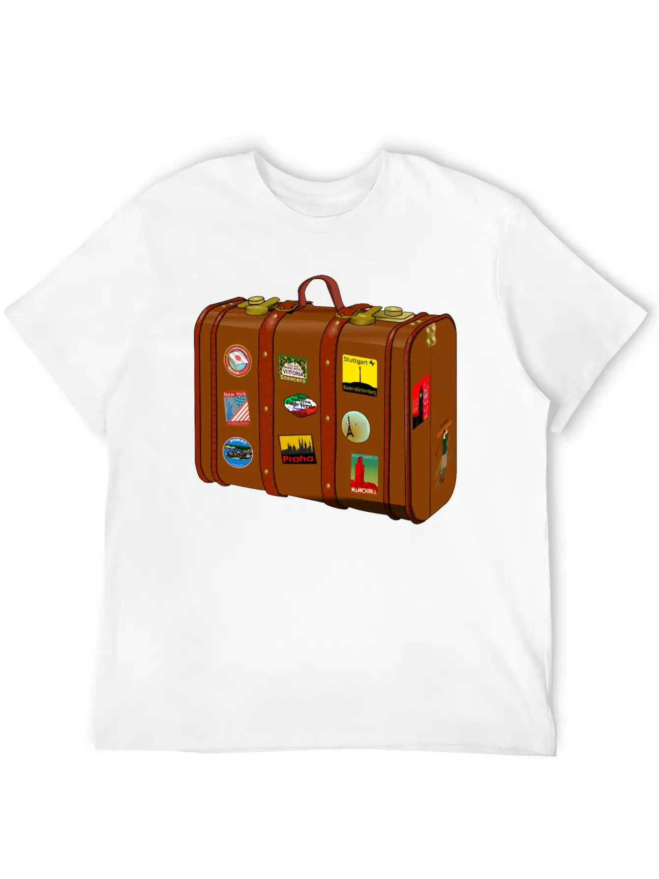 Suitcase With Stickers No Trademarks (Remix) Relaxed Everyday Tee – Lightweight And Durable Cotton