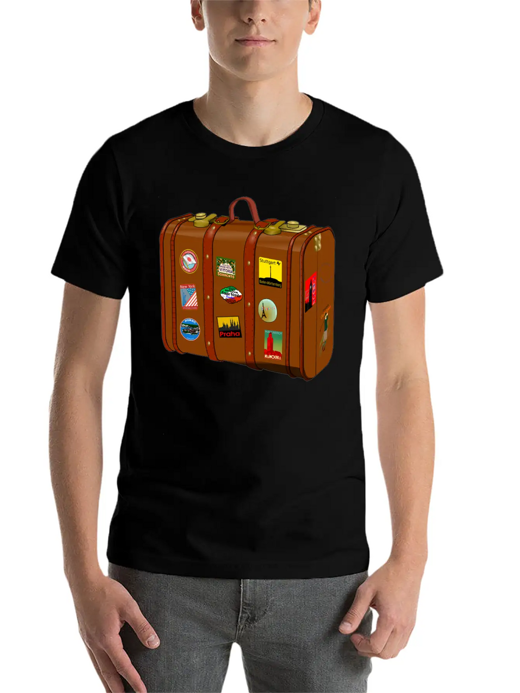Suitcase With Stickers No Trademarks (Remix) Relaxed Everyday Tee – Lightweight And Durable Cotton