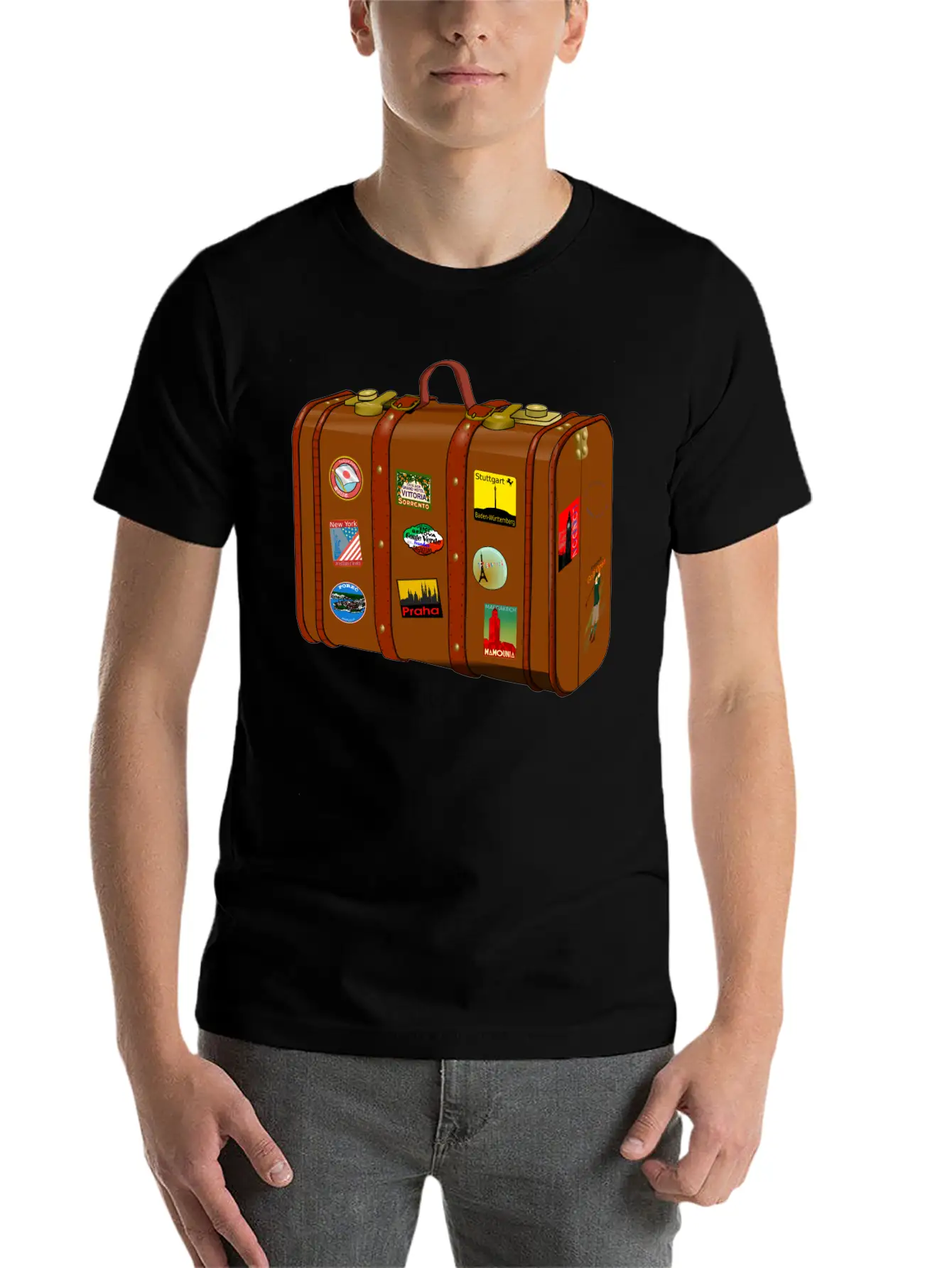 Suitcase With Stickers No Trademarks (Remix) Relaxed Everyday Tee – Lightweight And Durable Cotton