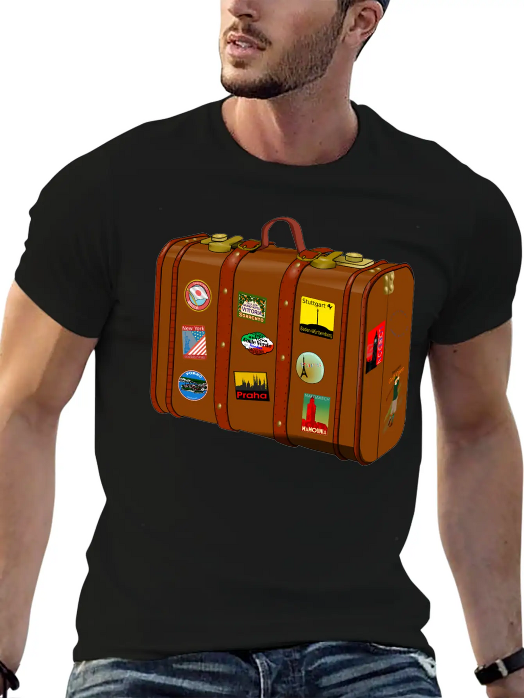 Suitcase With Stickers No Trademarks (Remix) Relaxed Everyday Tee – Lightweight And Durable Cotton