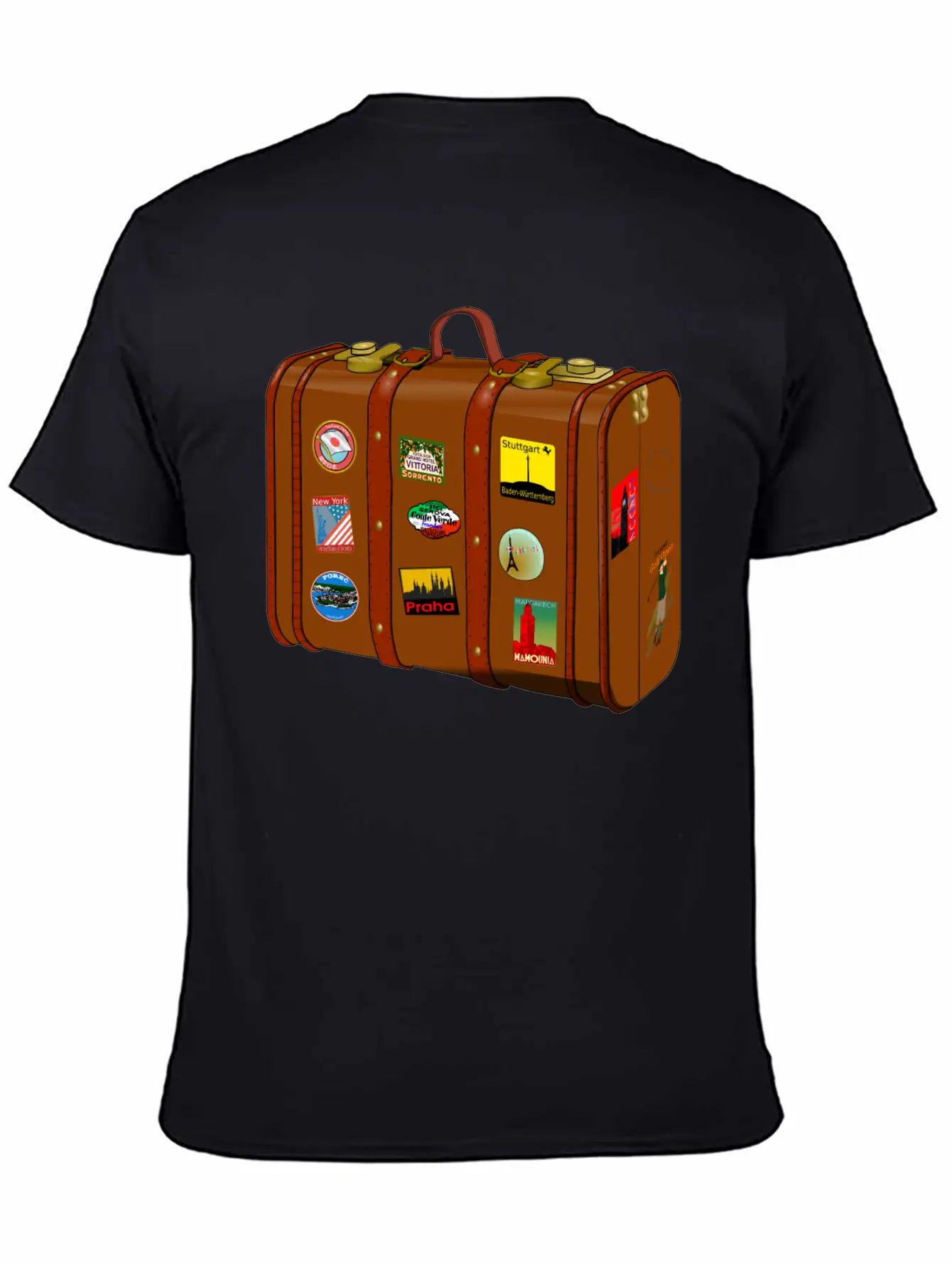 Suitcase With Stickers No Trademarks (Remix) Relaxed Everyday Tee – Lightweight And Durable Cotton